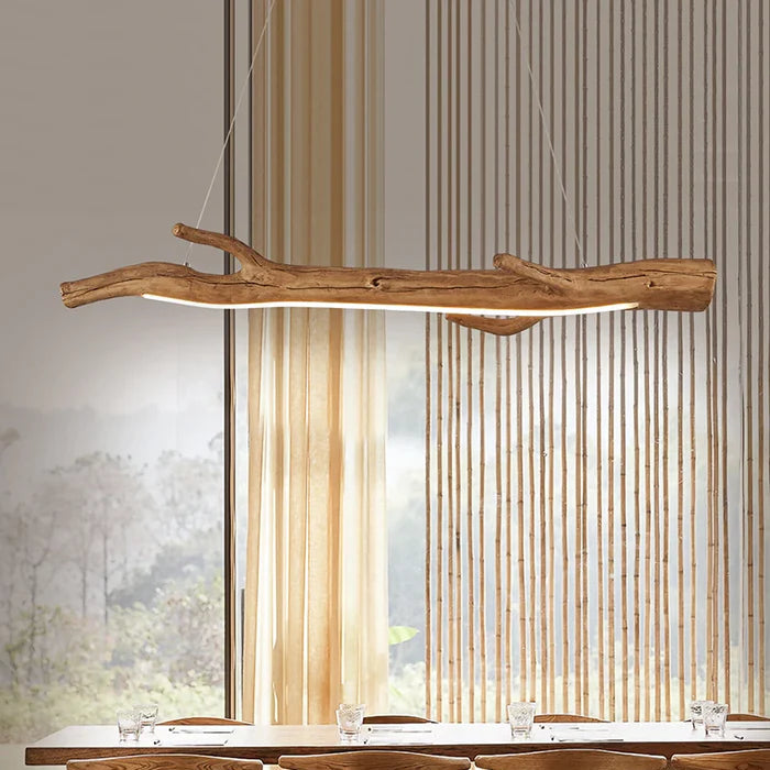 Suspension bois branche design bohème
