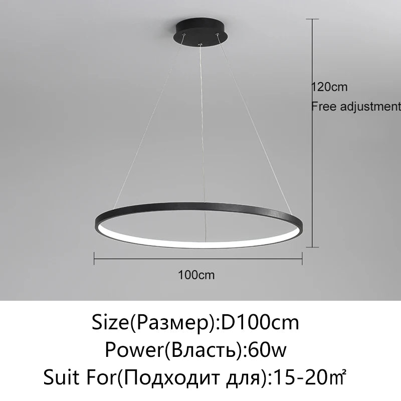 Suspension métal anneau design moderne