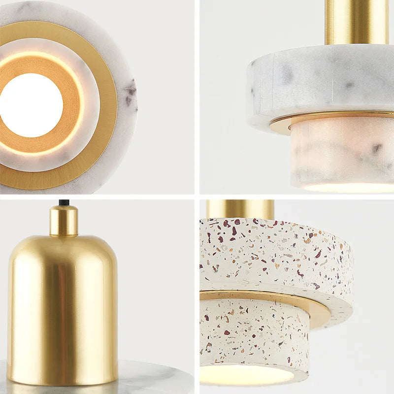 Suspension cylindrique marbre et cuivre doré design art déco