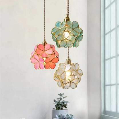 Suspension Globe de Fleurs en Verre Design Vintage