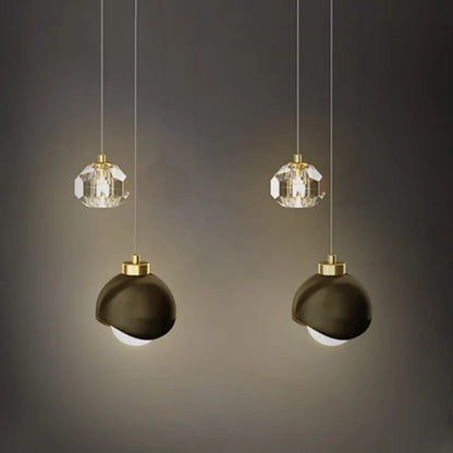 Suspension led double moderne cristal boule