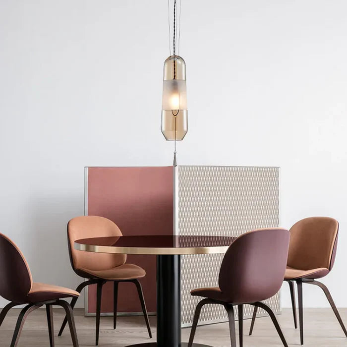 Suspension allongée moderne verre fumé verre givré