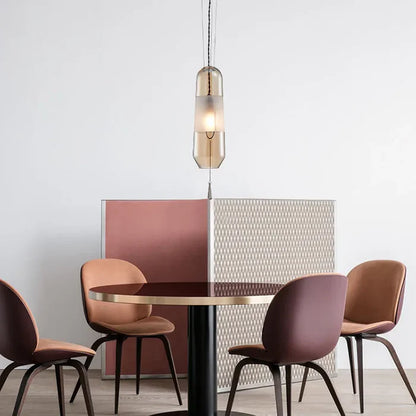 Suspension allongée moderne verre fumé verre givré