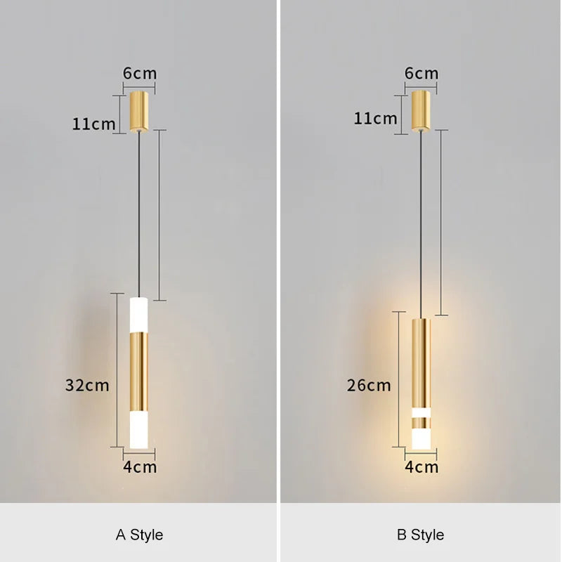 Suspension laiton cylindre doré anneaux lumineux moderne 2