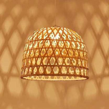 Suspension bambou tressé arrondie design scandinave