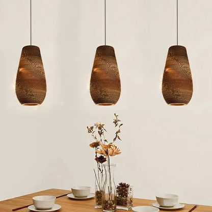 Suspension allongée en papier carton alvéolé design scandinave