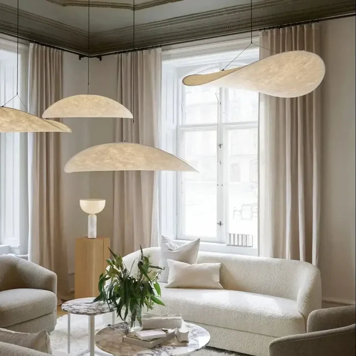 Suspension moderne vague en tissu blanc 5