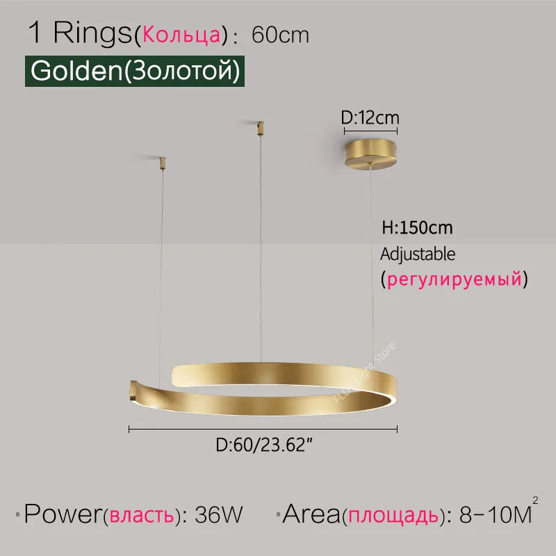 Suspension métal anneau ouvert design moderne