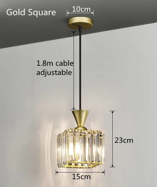 Suspension rainurée cristal art déco carré
