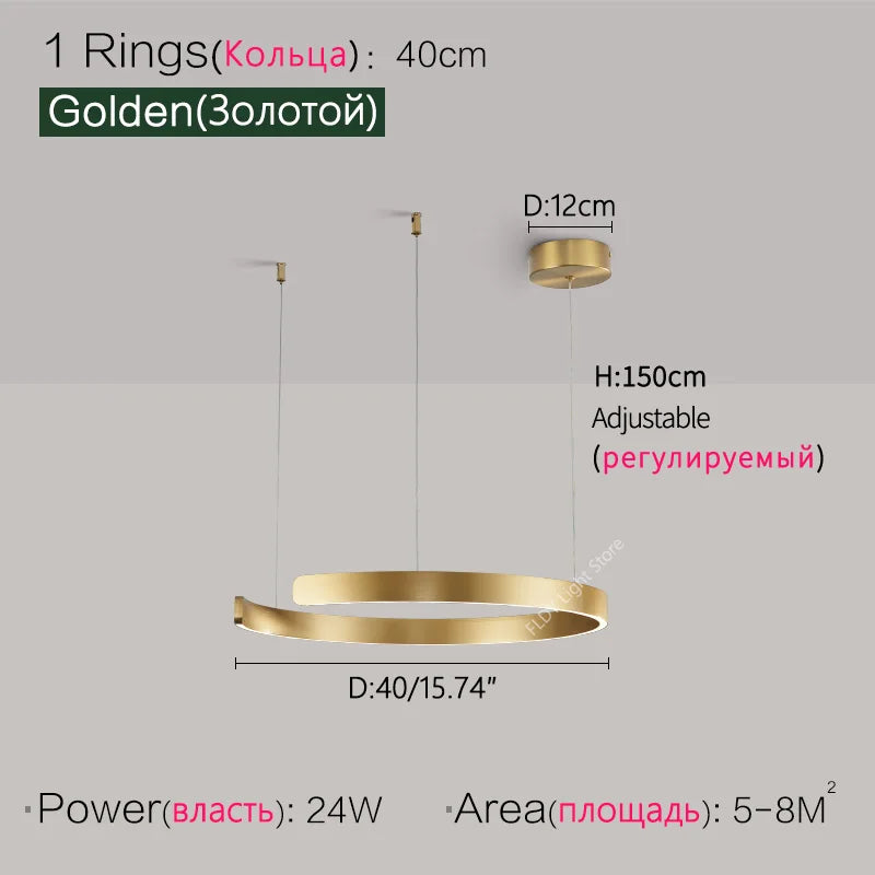 Suspension métal anneau ouvert design moderne