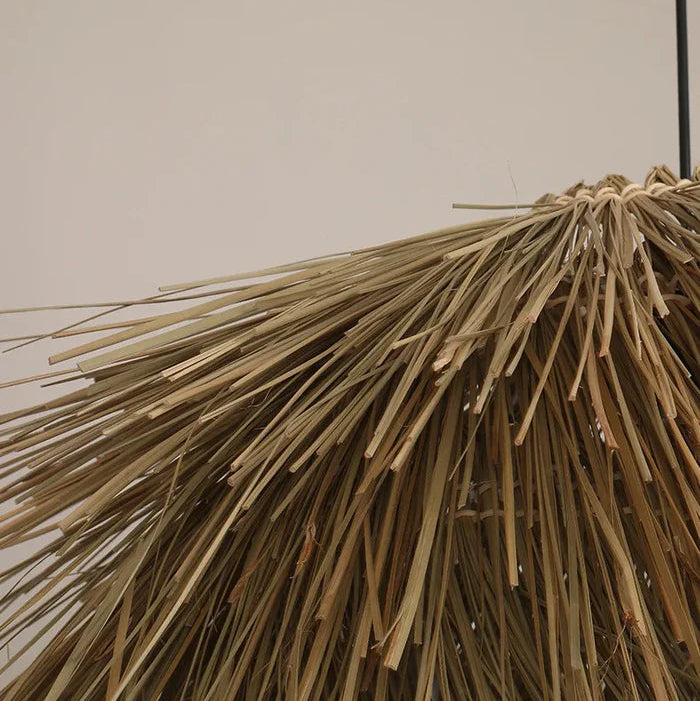 Suspension rotin paille vintage