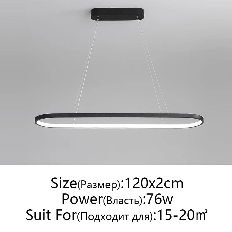 Suspension métal anneau ovale design moderne