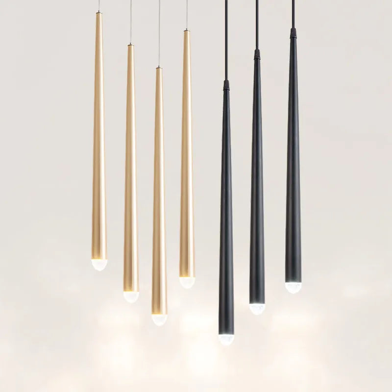 Suspension Conique Allongée en Cuivre Style Moderne Industriel