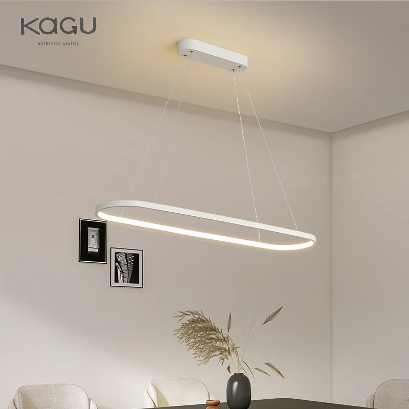 Suspension métal anneau ovale design moderne