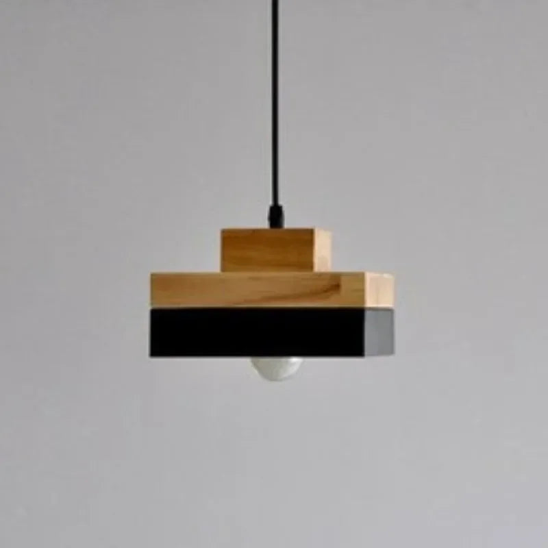 Suspension bois ronde bicolore design scandinave