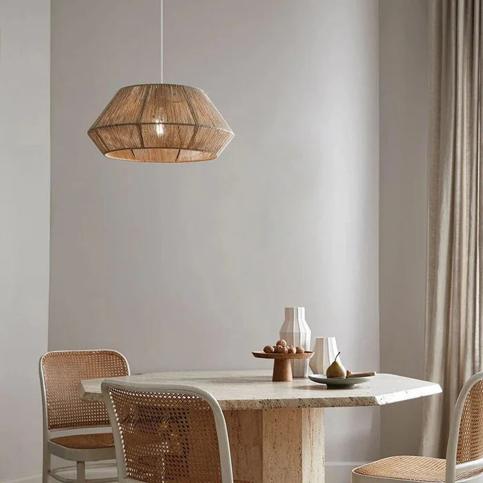 Suspension rotin design géométrique scandinave