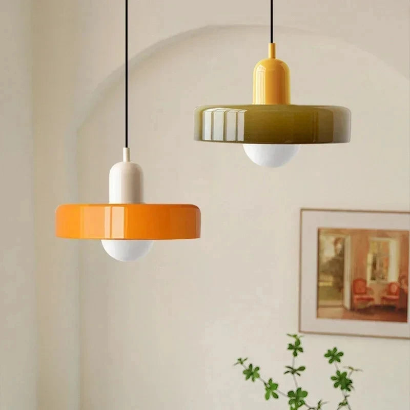 Suspension design rétro en verre fumé bicolore 7