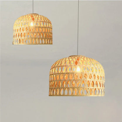 Suspension bambou tressé arrondie design scandinave