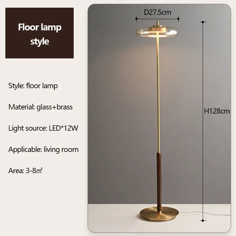 Suspension plate led vintage doré verre bois