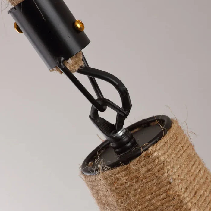 Suspension forme géométrique et corde de chanvre design industriel