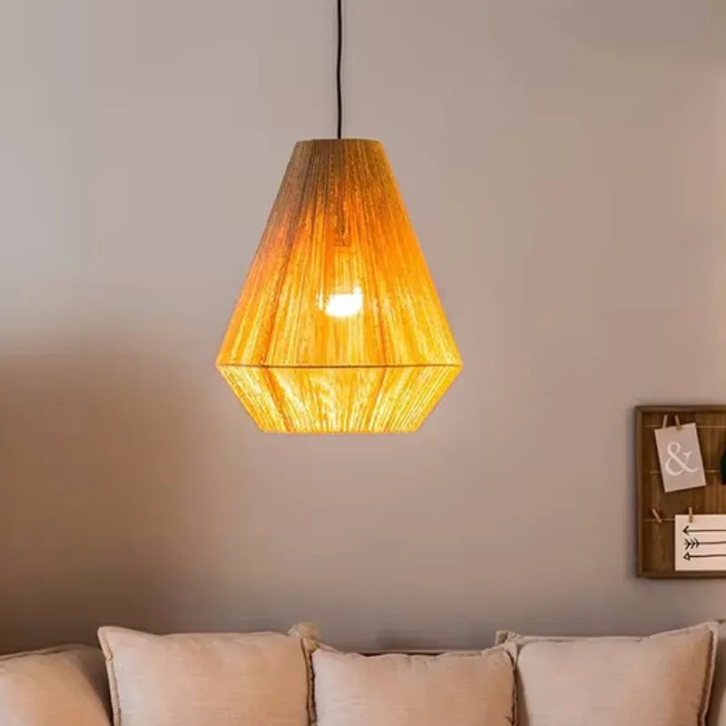 Suspension corde en chanvre torsion design moderne