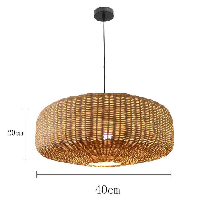 Suspension rotin tressé ovale moderne