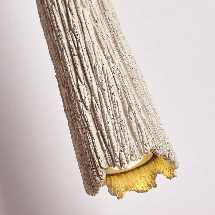 Suspension ciment rainurée allongée bois bohème