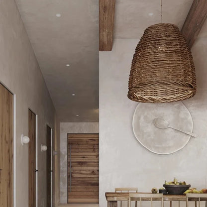 Suspension en osier tressé cloche style bohème