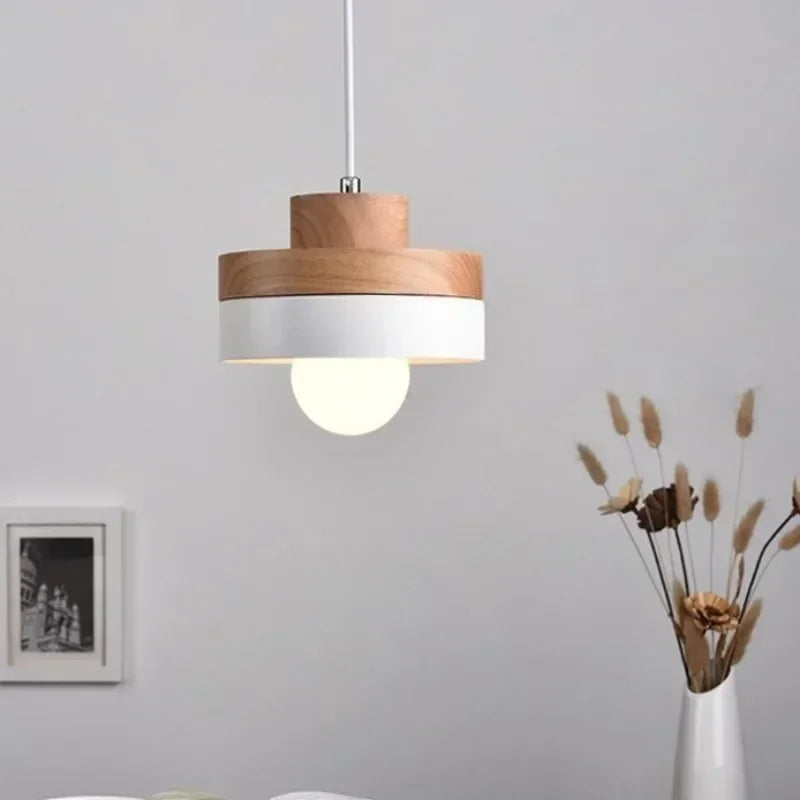 Suspension bois ronde bicolore design scandinave