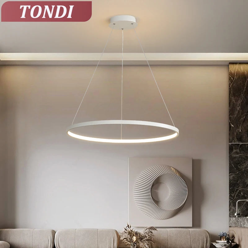 Suspension métal anneau design moderne