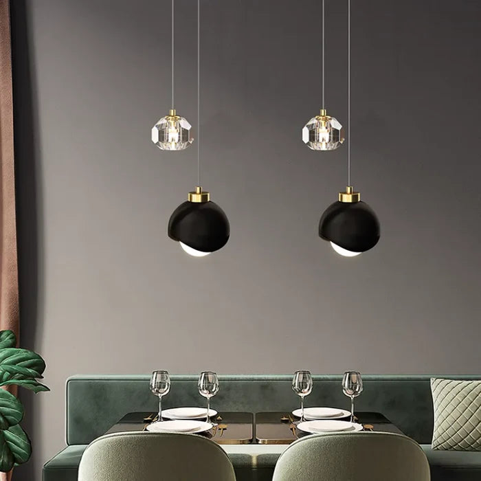 Suspension led double moderne cristal boule