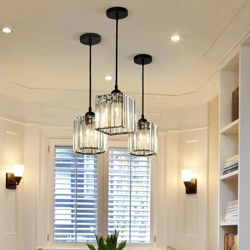 Suspension rainurée cristal art déco carré