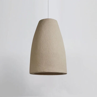 Suspension cloche allongée effet terre cuite beige bohème