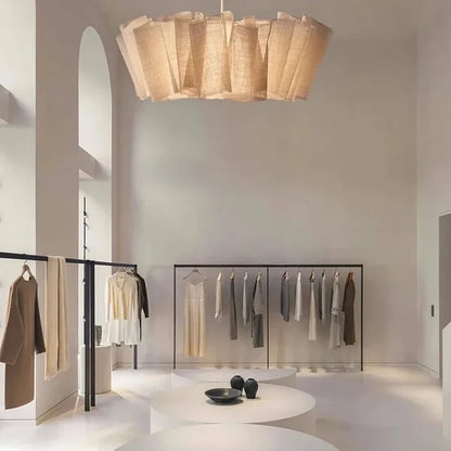 Suspension pliage tissu lin design bohème