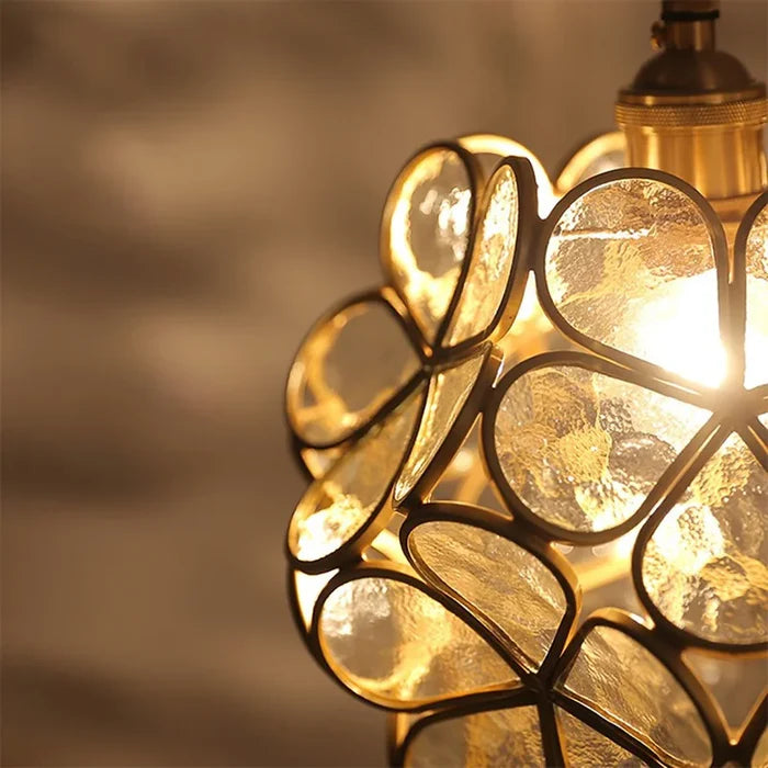 Suspension Globe de Fleurs en Verre Design Vintage