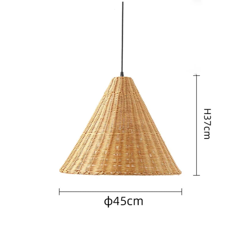 Suspension rotin minimaliste triangulaire vintage