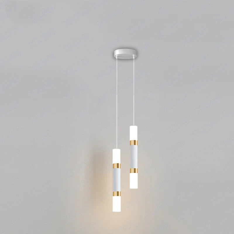 Suspension laiton doré cylindrique moderne