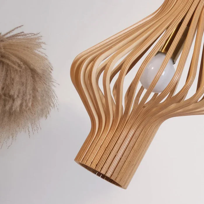 Suspension bois cylindre déstructuré design moderne