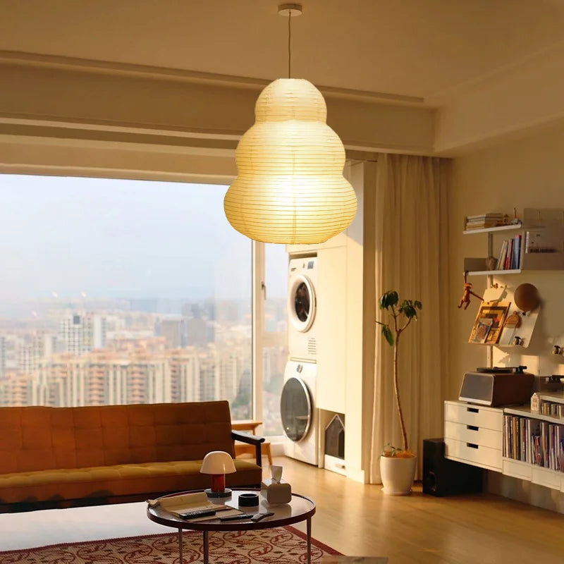 Suspension papier blanc allongée et ondulée style moderne