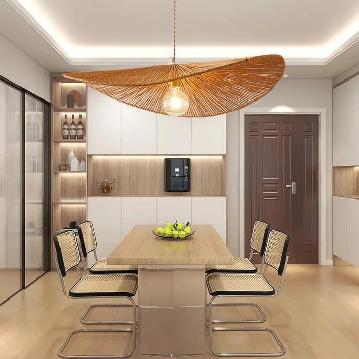 Suspension corde en chanvre torsion design moderne