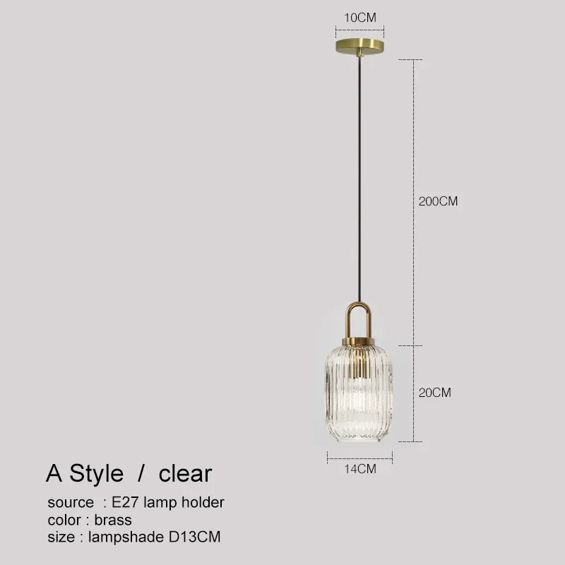 Suspension art déco en verre cannelé design cylindrique