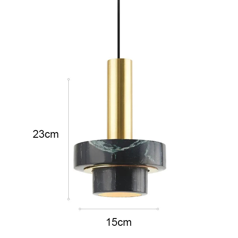 Suspension cylindrique marbre et cuivre doré design art déco