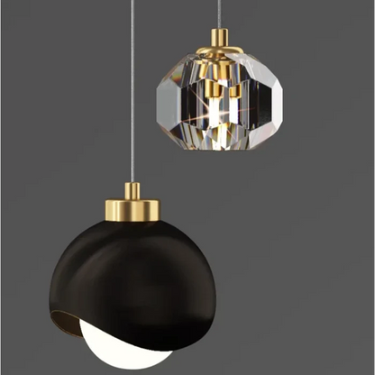 Suspension led double moderne cristal boule