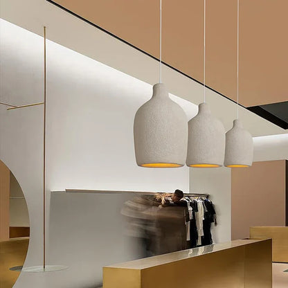 Suspension cloche effet terre cuite beige bohème