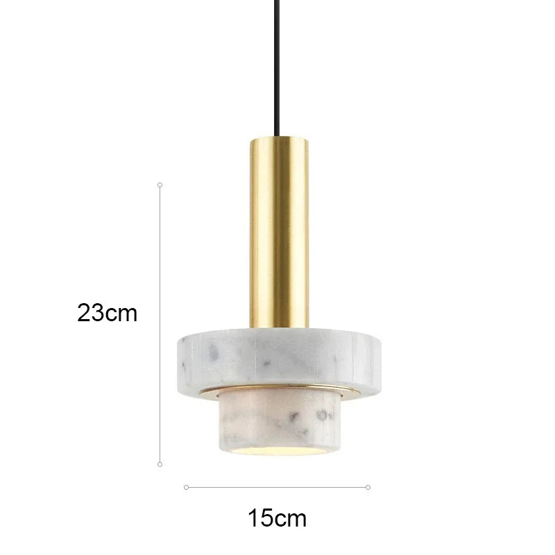 Suspension cylindrique marbre et cuivre doré design art déco