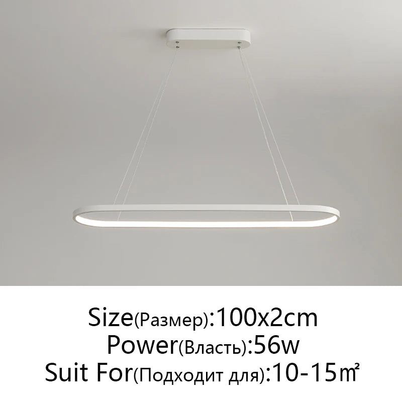 Suspension métal anneau ovale design moderne