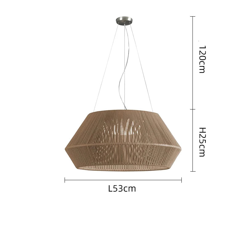 Suspension corde en chanvre torsion design moderne