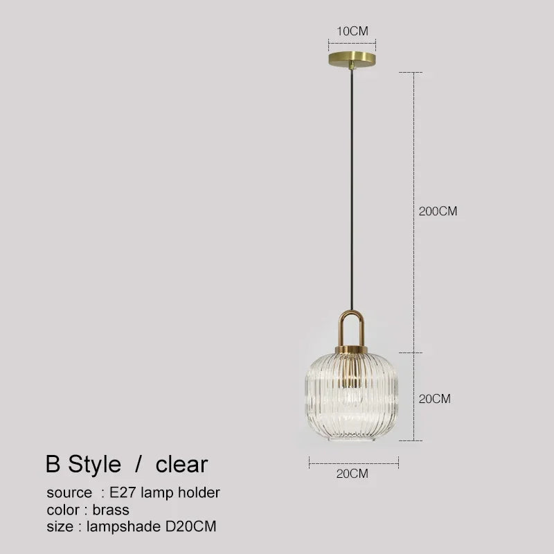 Suspension art déco en verre cannelé design cylindrique