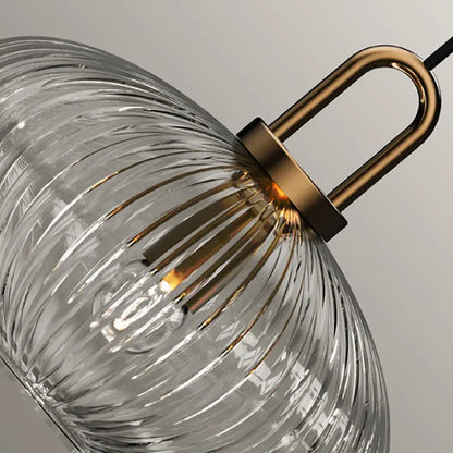 Suspension art déco en verre cannelé design cylindrique