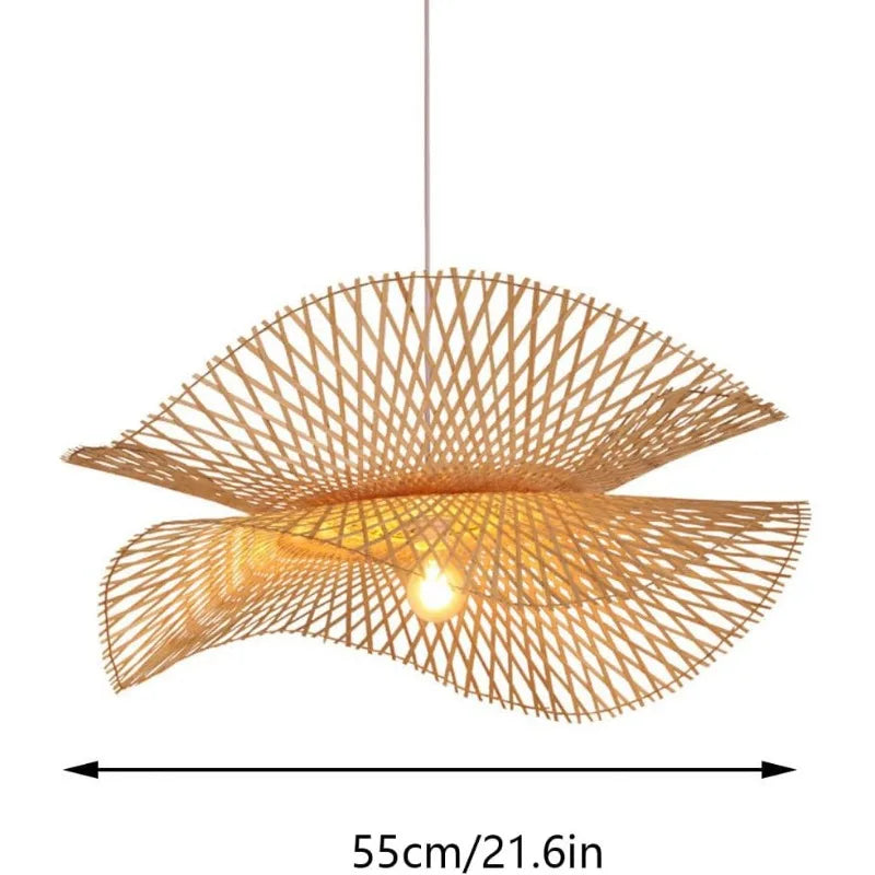 Suspension bambou ajourée double voile moderne
